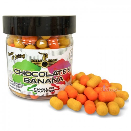 Пушещи Дъмбели Fluo LED Wafters 8 мм Chocolate & Banana (шоколад и банан) BB0813 - Battle Baits Пушещи Дъмбели Fluo LED Wafters 8 мм Chocolate & Banana (шоколад и банан) BB0813 - Battle Baits